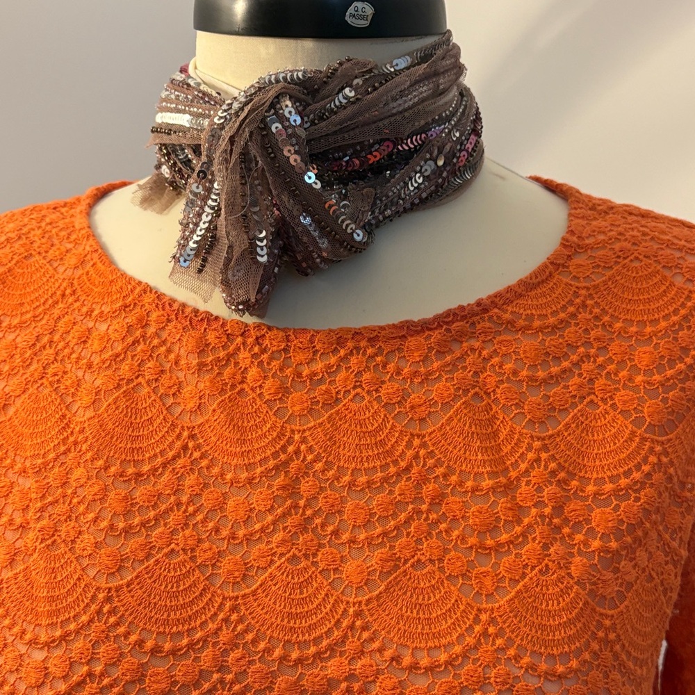 Club Monaco Orange Lace Blouse - Picture 2 of 6